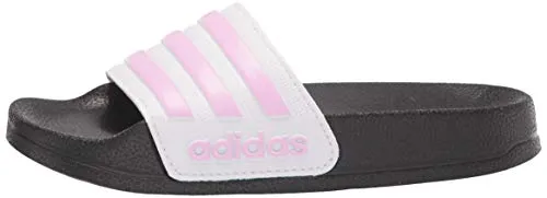 adidas Adilette Shower Slides Sandal, Cream White/Clear Lilac/White, 11 US Unisex Little Kid