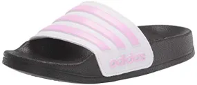 adidas Adilette Shower Slides Sandal, Cream White/Clear Lilac/White, 11 US Unisex Little Kid