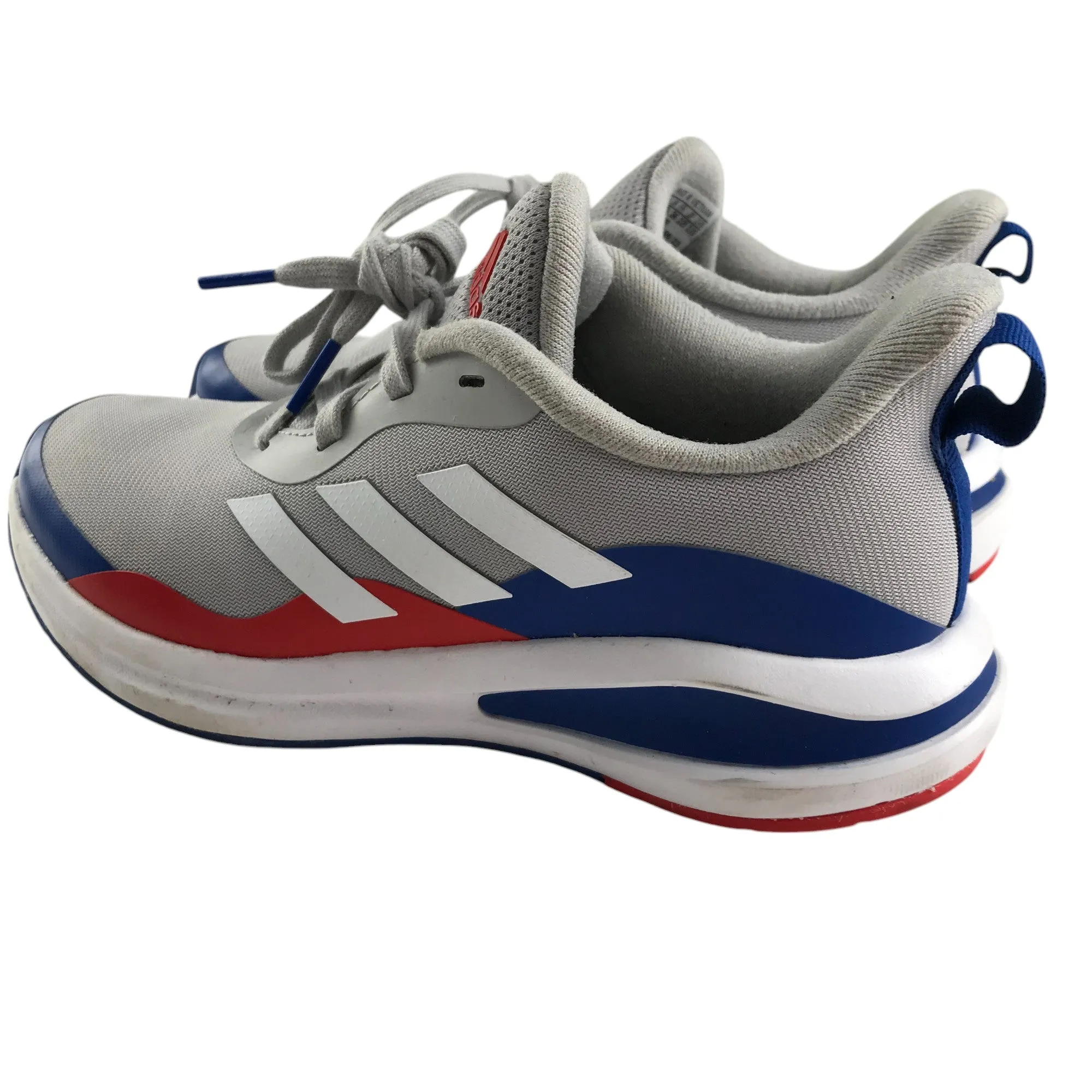 Adidas trainers shoe size 3.5 grey blue and red with laces