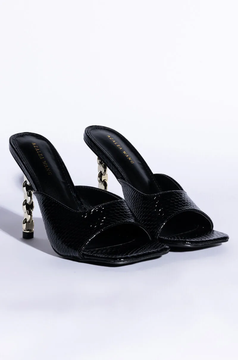 AZALEA WANG HEARTS RACING STILETTO SANDAL IN BLACK