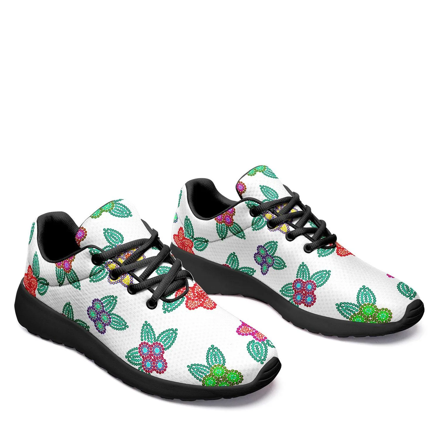 Berry Flowers White Ikkaayi Sport Sneakers
