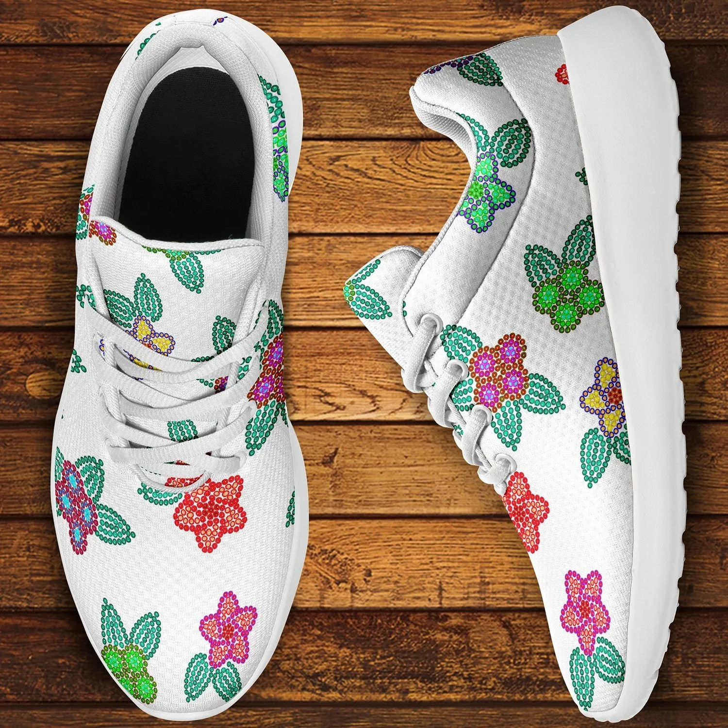 Berry Flowers White Ikkaayi Sport Sneakers