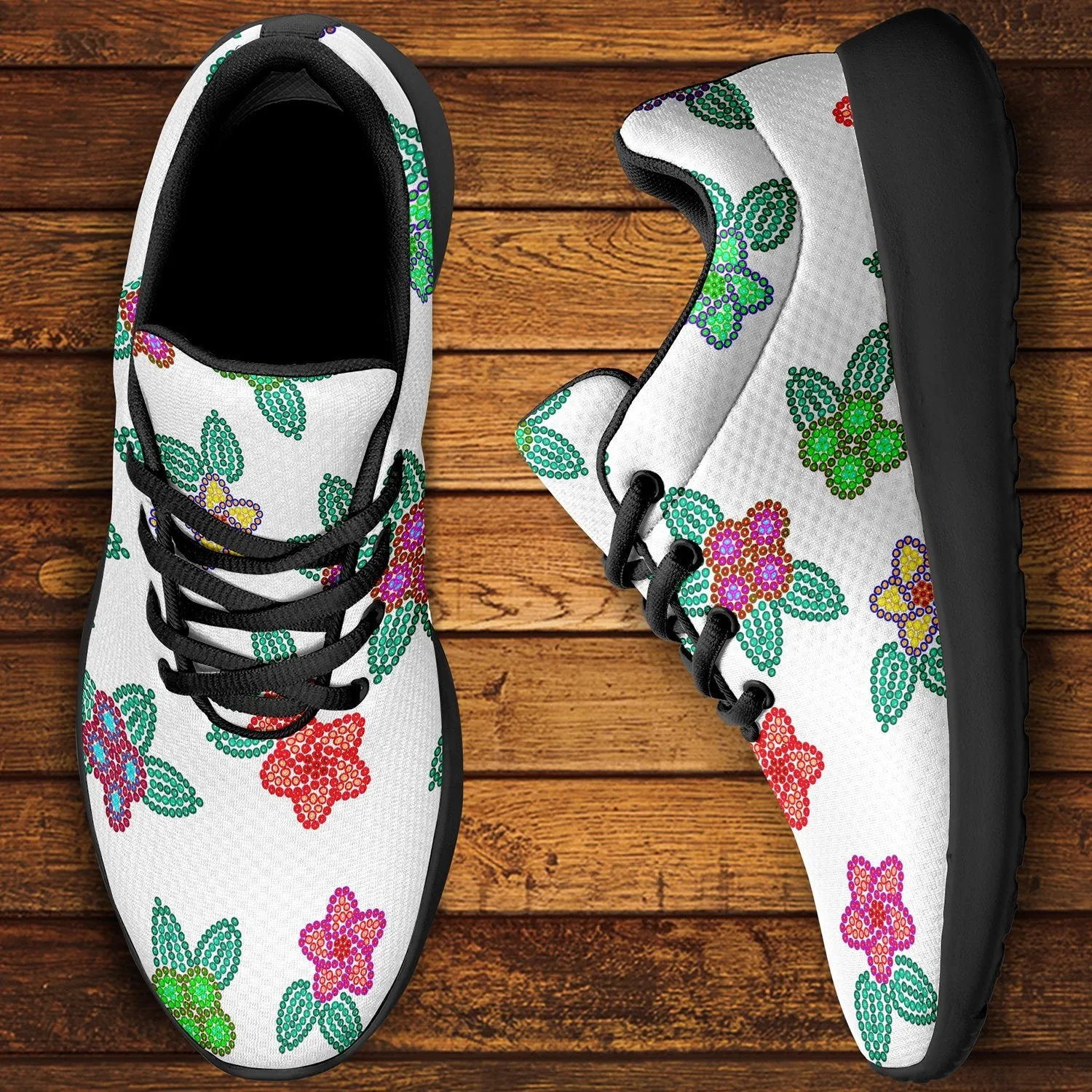 Berry Flowers White Ikkaayi Sport Sneakers