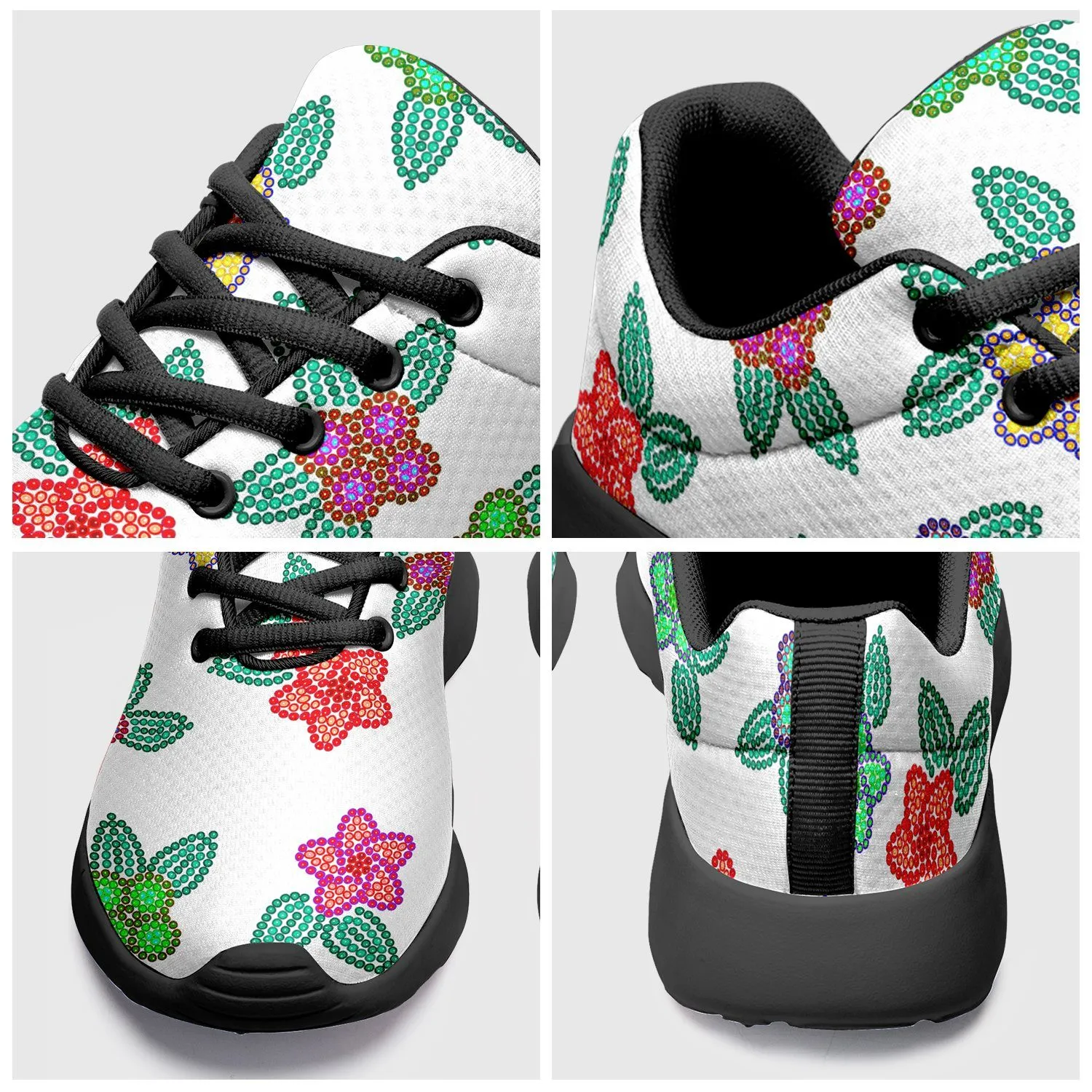 Berry Flowers White Ikkaayi Sport Sneakers