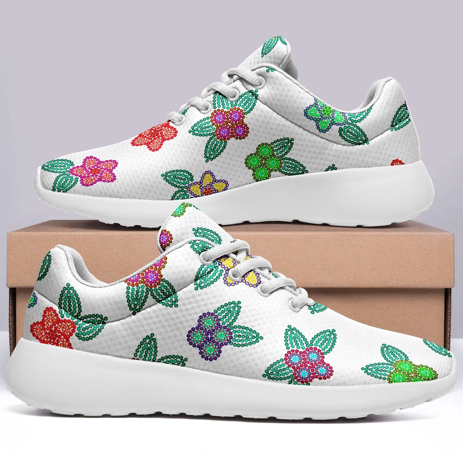 Berry Flowers White Ikkaayi Sport Sneakers