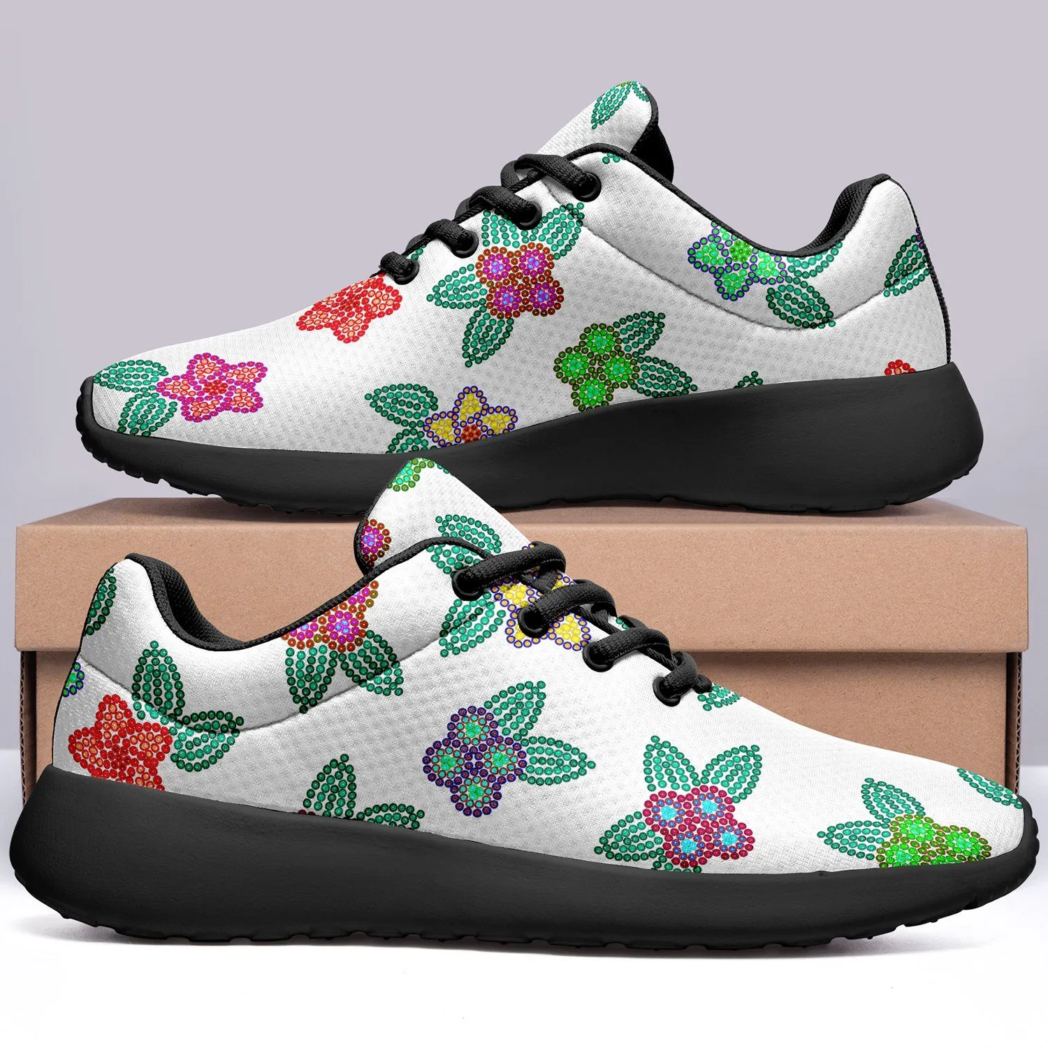 Berry Flowers White Ikkaayi Sport Sneakers