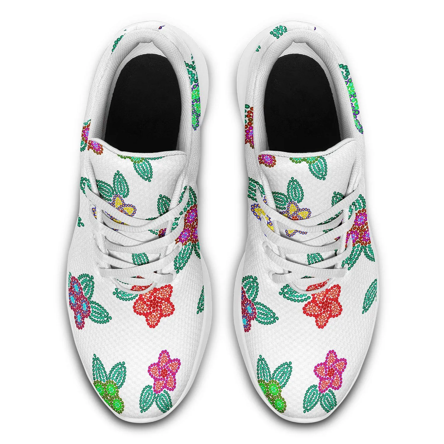 Berry Flowers White Ikkaayi Sport Sneakers