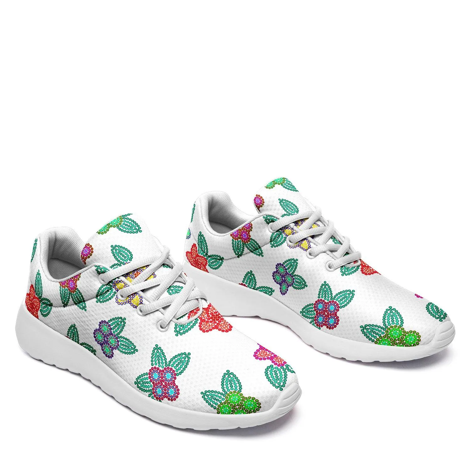 Berry Flowers White Ikkaayi Sport Sneakers