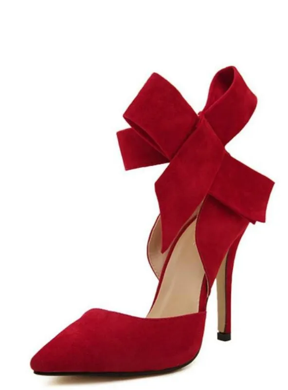 Big Bow Tie Pumps Butterfly Pointed Stiletto Shoes