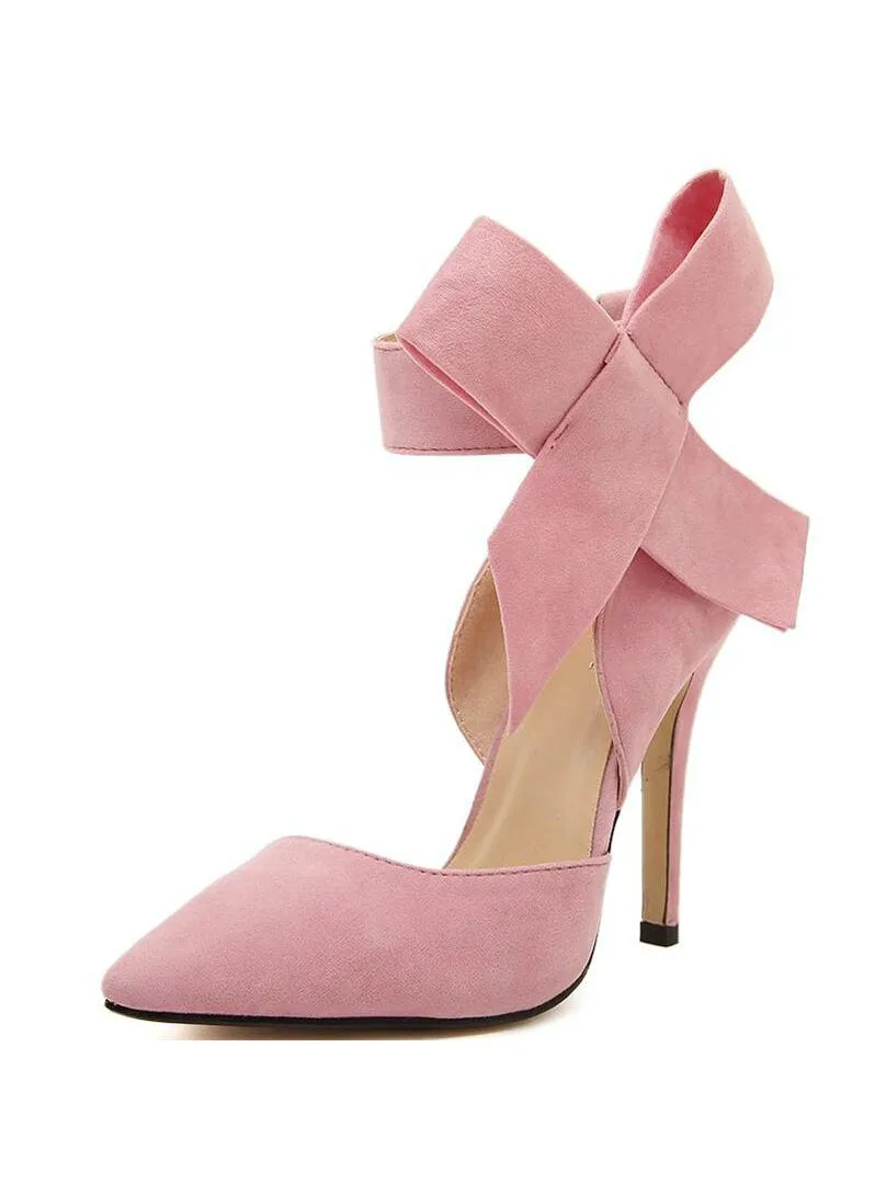 Big Bow Tie Pumps Butterfly Pointed Stiletto Shoes