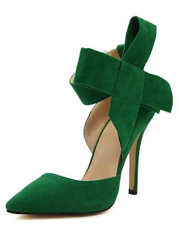 Big Bow Tie Pumps Butterfly Pointed Stiletto Shoes