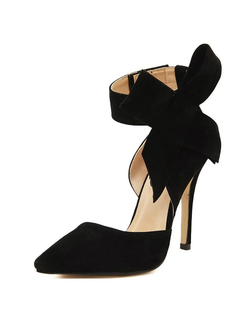 Big Bow Tie Pumps Butterfly Pointed Stiletto Shoes