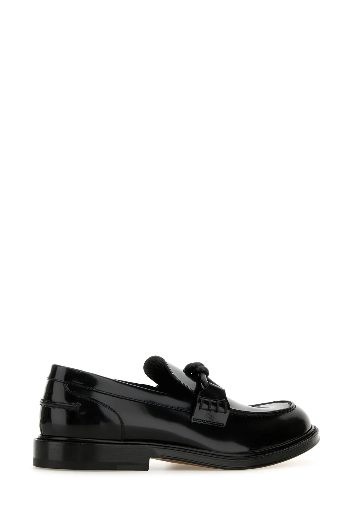 Black leather Tie loafers