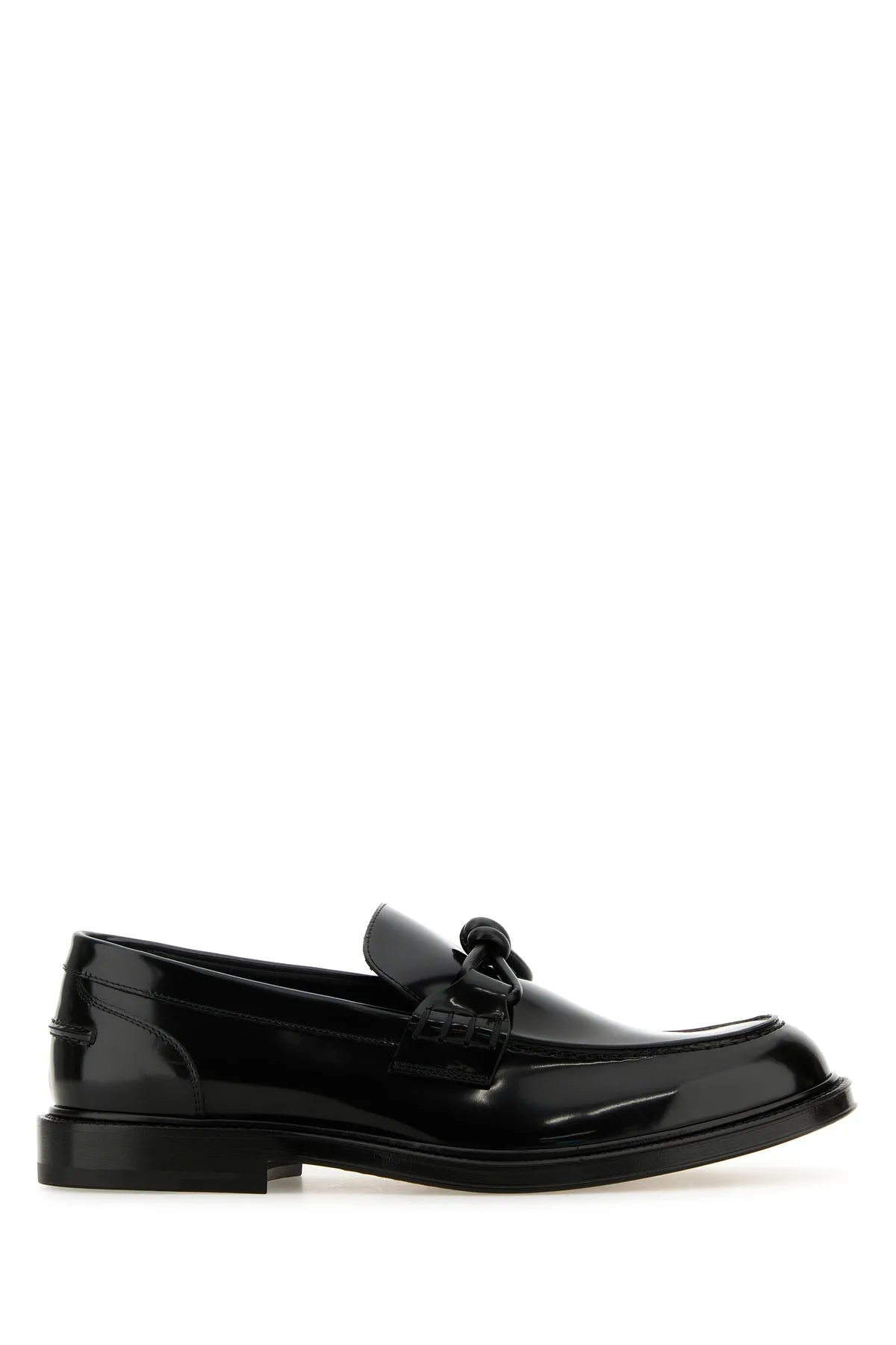 Black leather Tie loafers