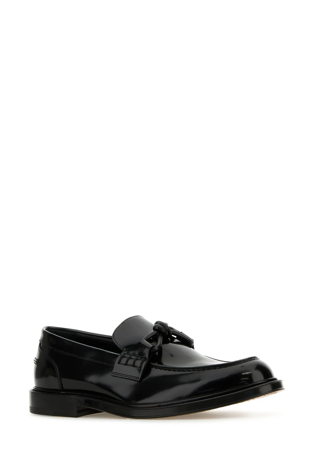 Black leather Tie loafers