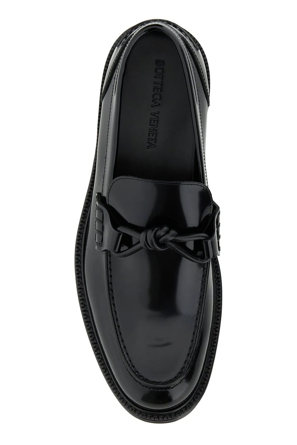Black leather Tie loafers