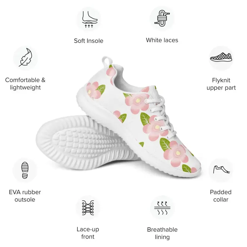 Blooming Pink Flowers Womens Athletic Shoes
