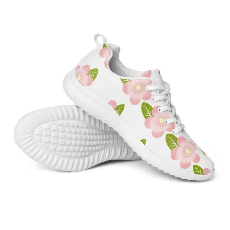 Blooming Pink Flowers Womens Athletic Shoes