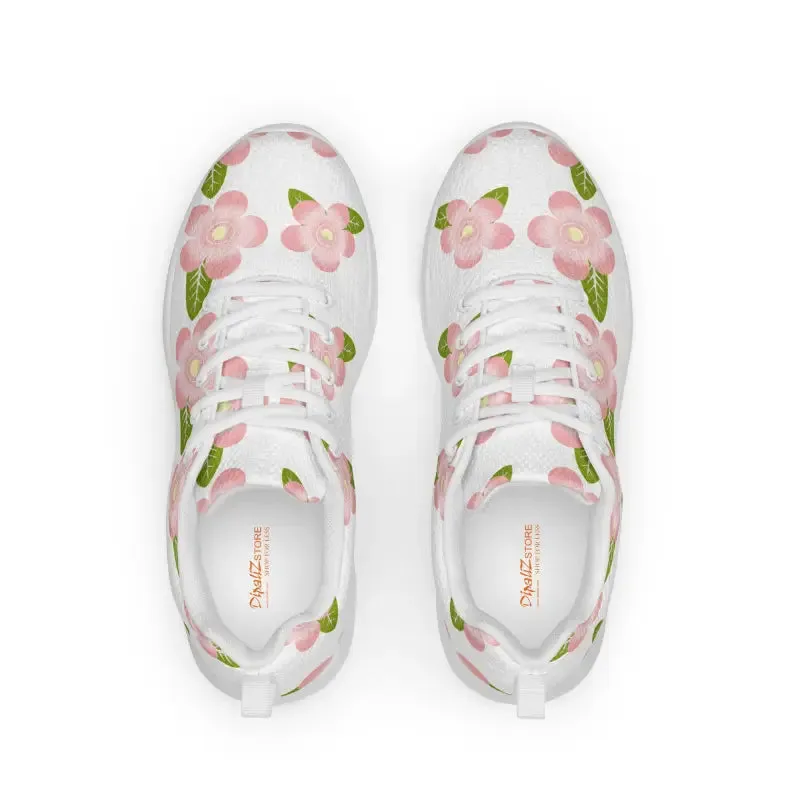 Blooming Pink Flowers Womens Athletic Shoes