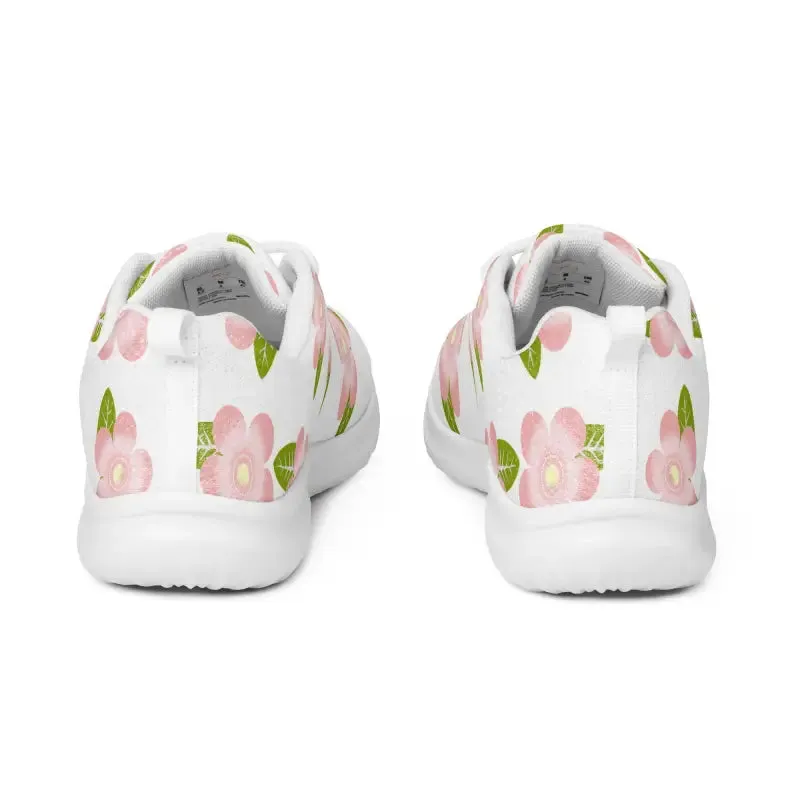 Blooming Pink Flowers Womens Athletic Shoes