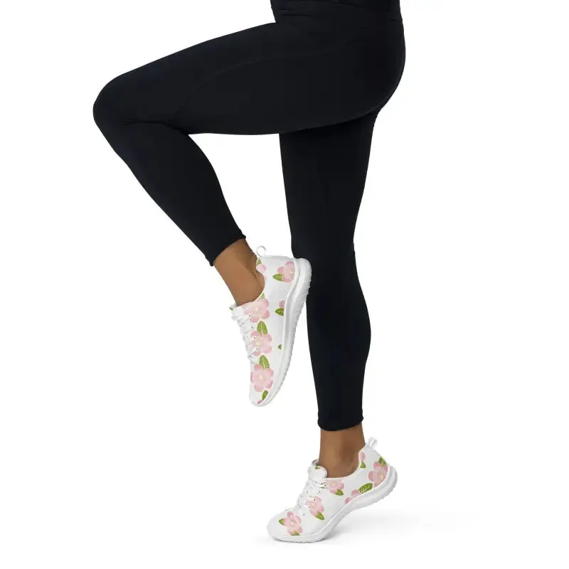Blooming Pink Flowers Womens Athletic Shoes