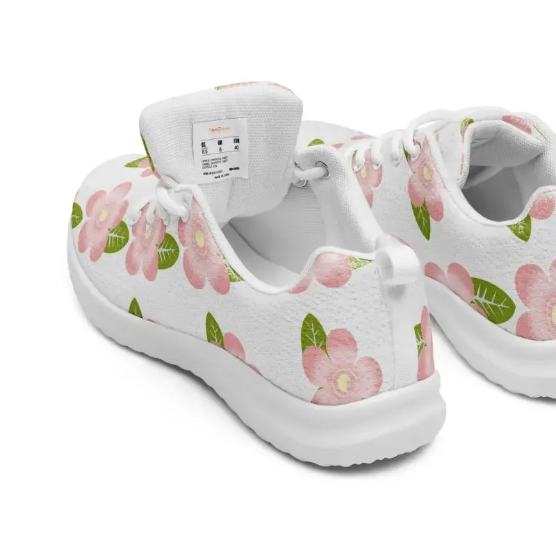 Blooming Pink Flowers Womens Athletic Shoes