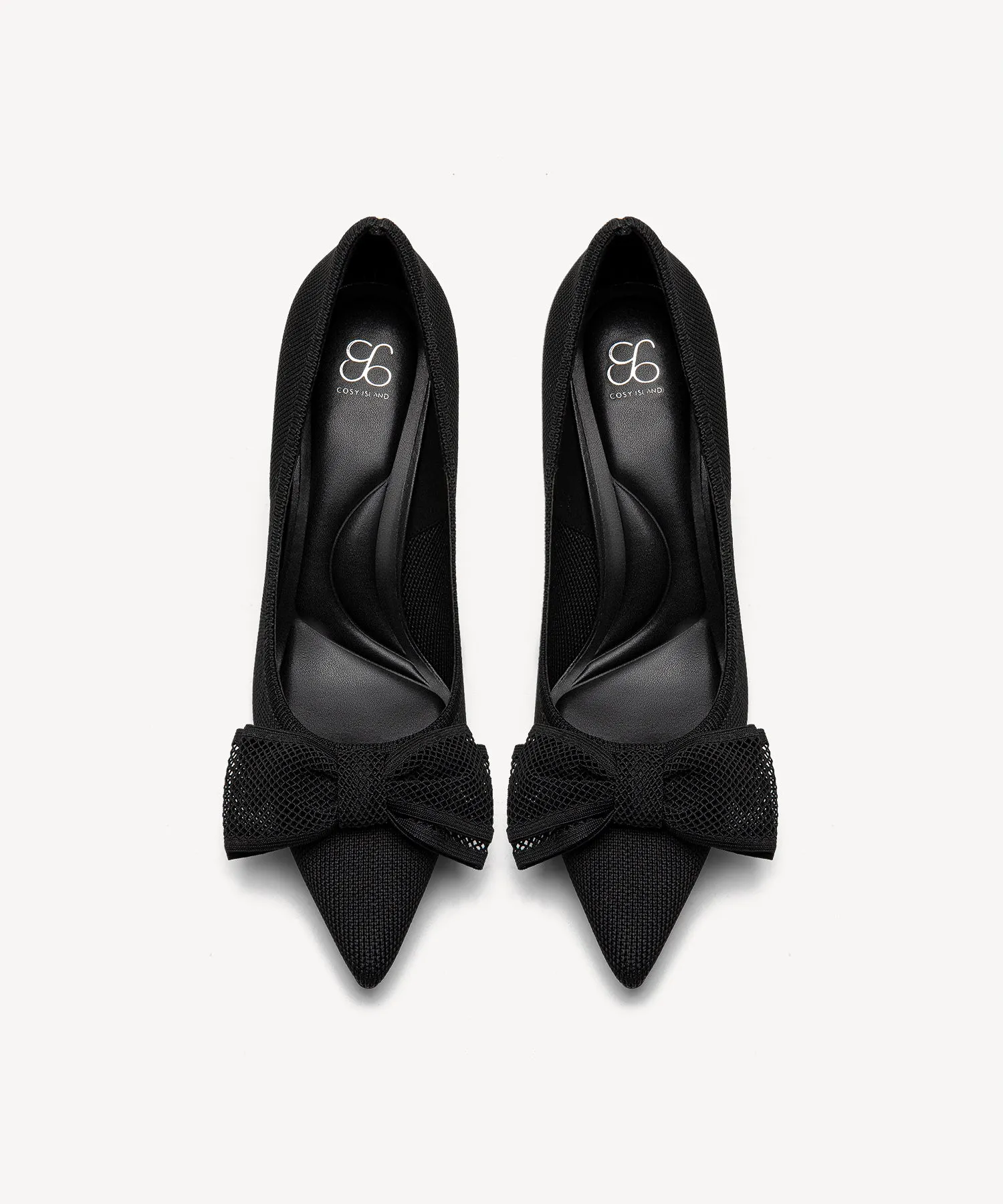 Bowtention Lace Pointed Toe Heeled Pumps