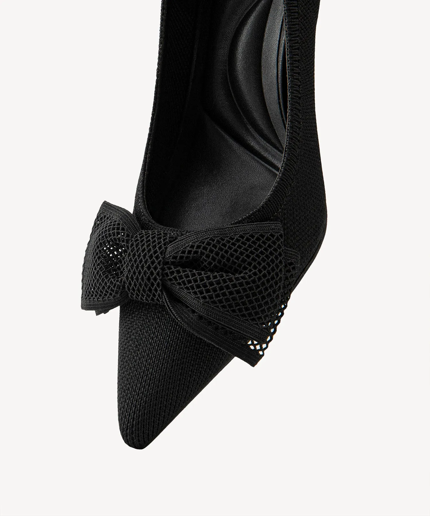 Bowtention Lace Pointed Toe Heeled Pumps