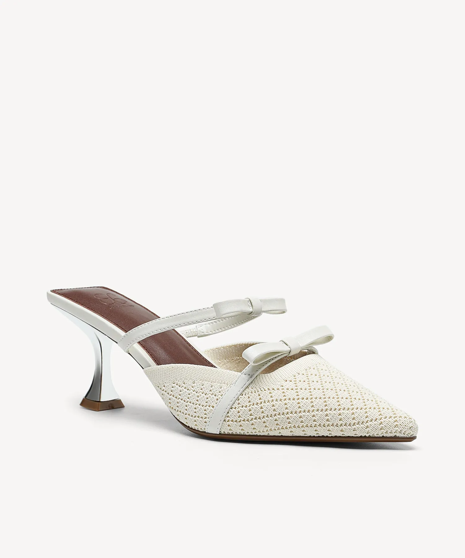 Bowtention Pointed Toe Heeled Mules