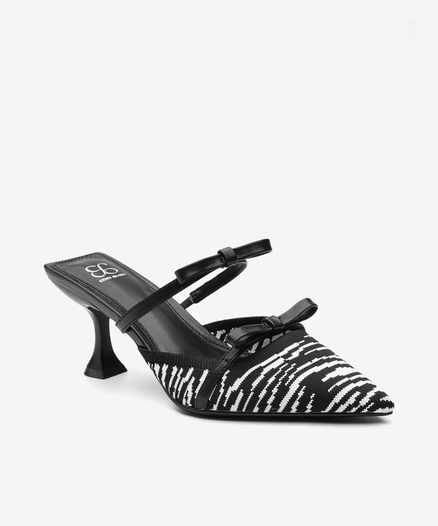 Bowtention Pointed Toe Heeled Mules