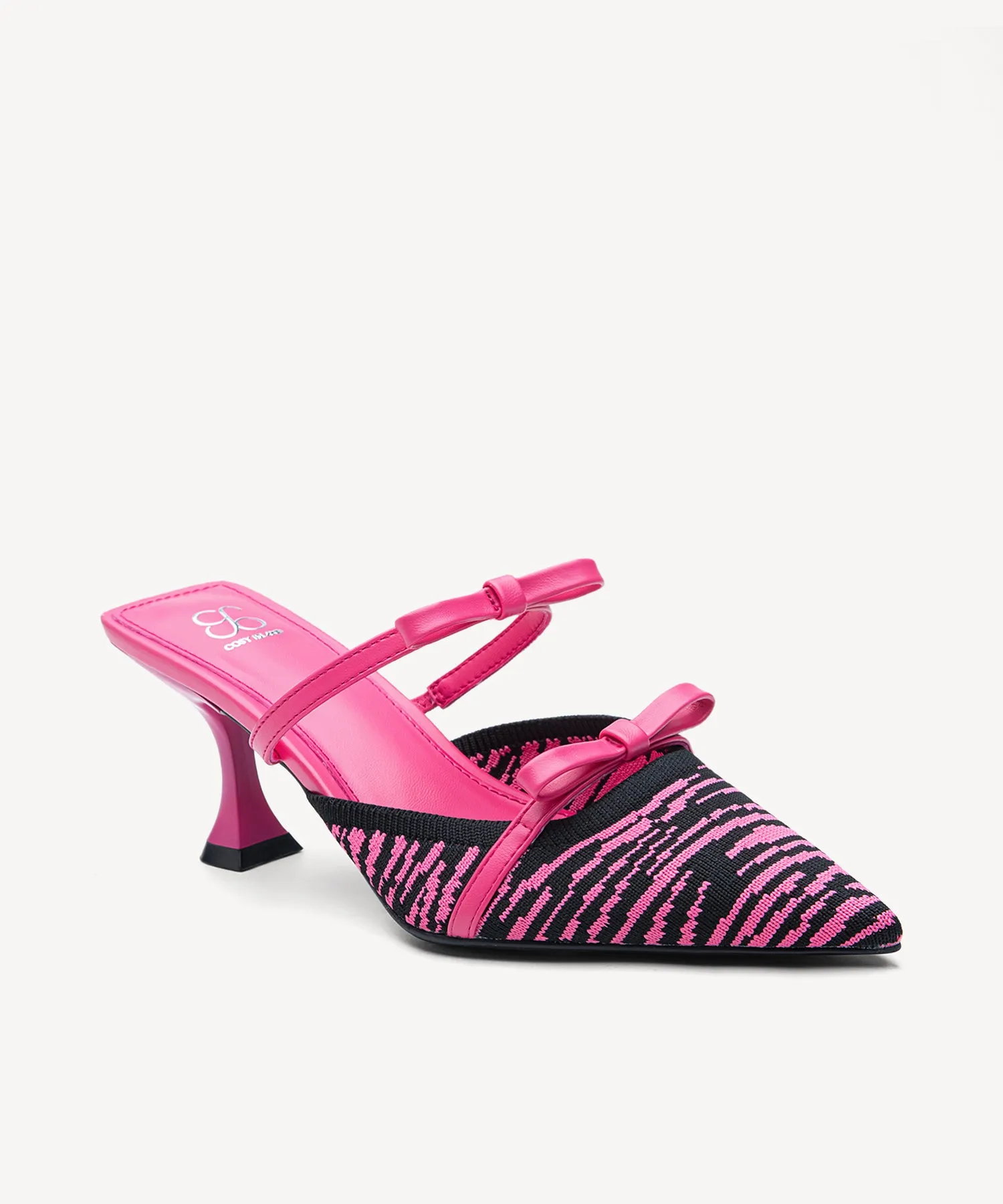 Bowtention Pointed Toe Heeled Mules