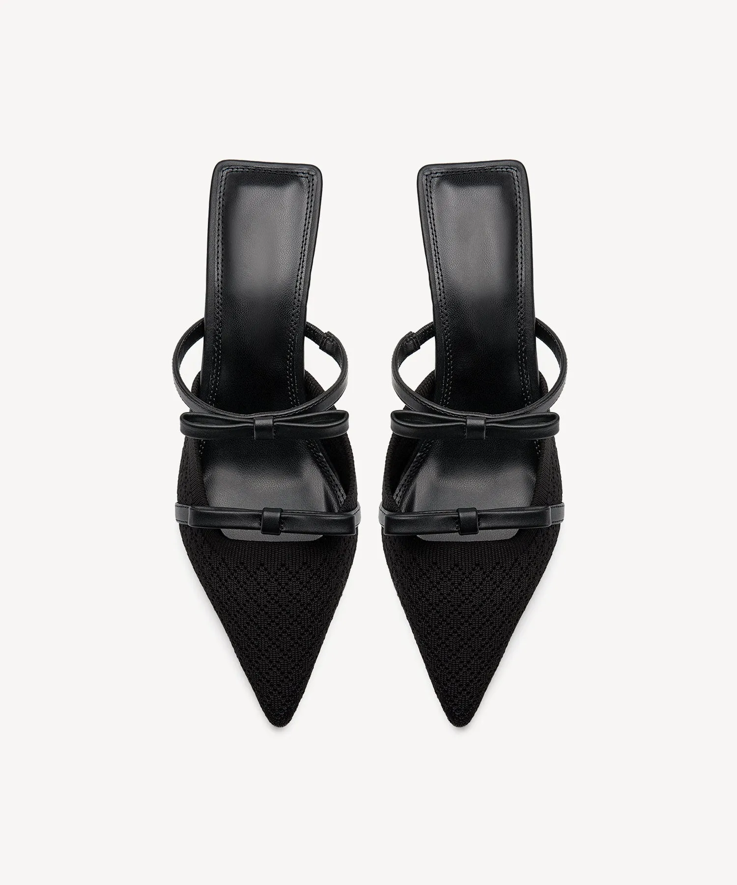 Bowtention Pointed Toe Heeled Mules