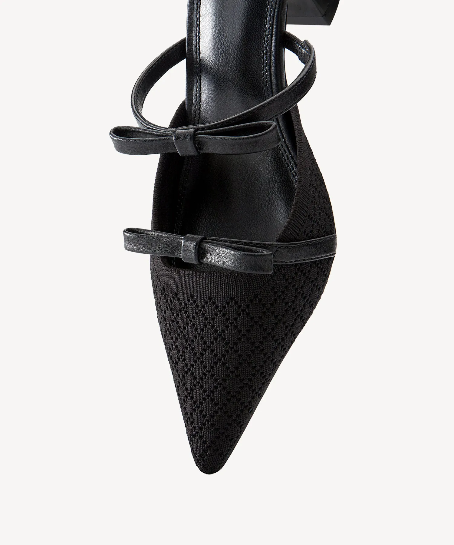 Bowtention Pointed Toe Heeled Mules