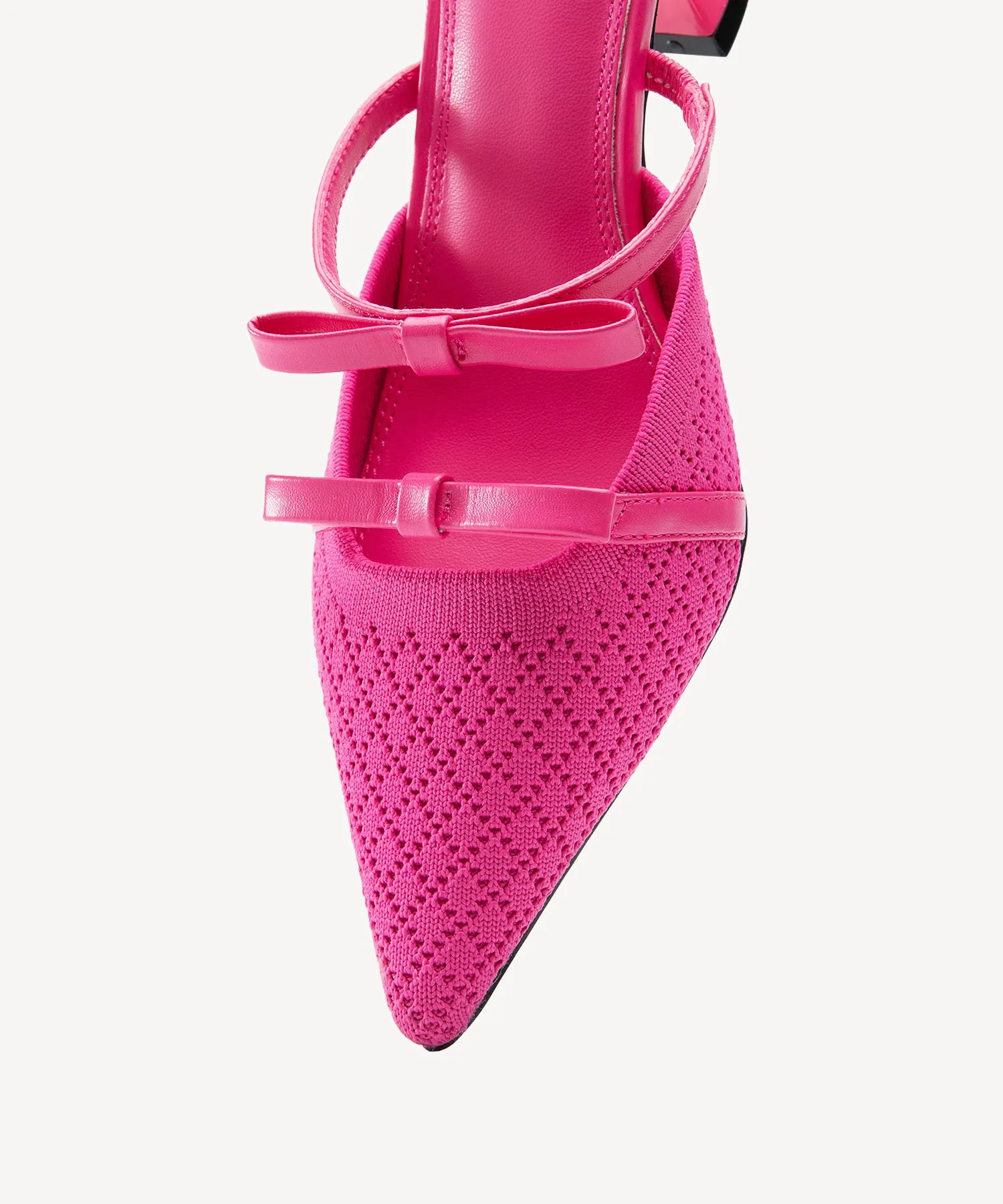 Bowtention Pointed Toe Heeled Mules