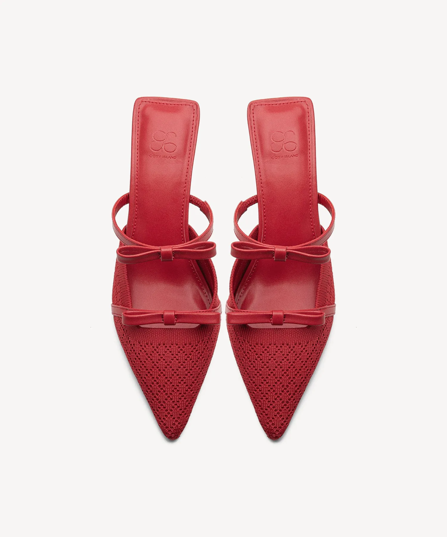 Bowtention Pointed Toe Heeled Mules