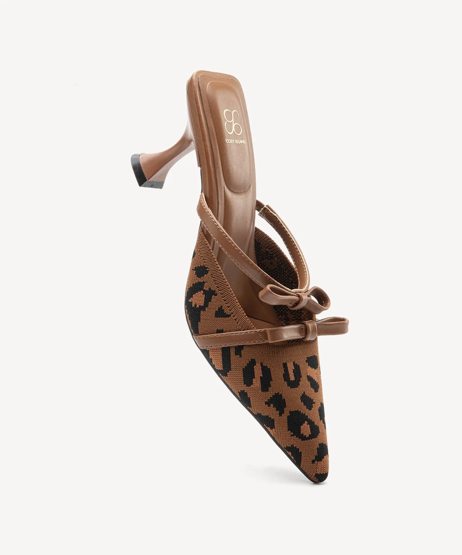 Bowtention Pointed Toe Heeled Mules