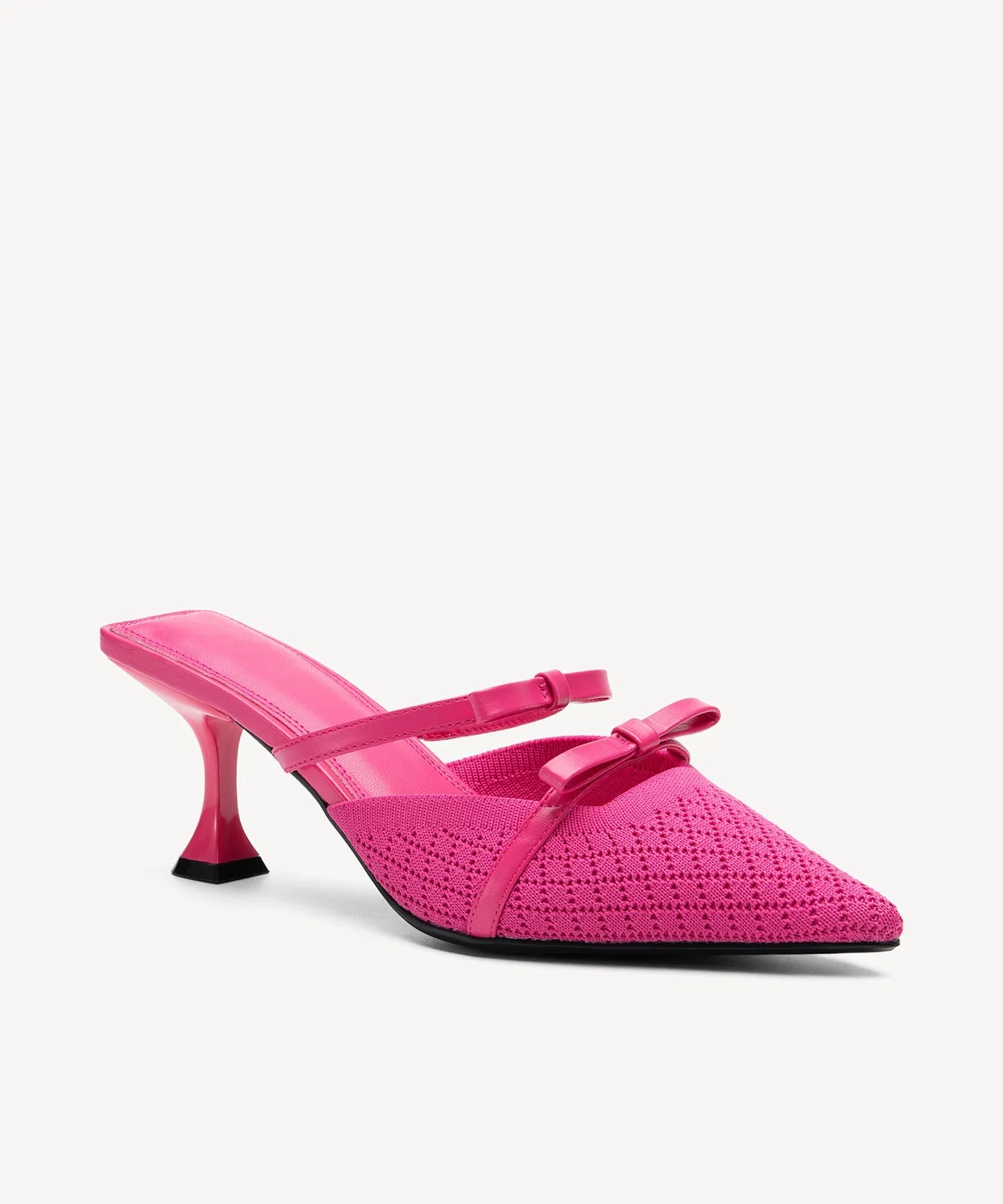 Bowtention Pointed Toe Heeled Mules
