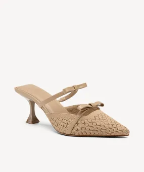 Bowtention Pointed Toe Heeled Mules