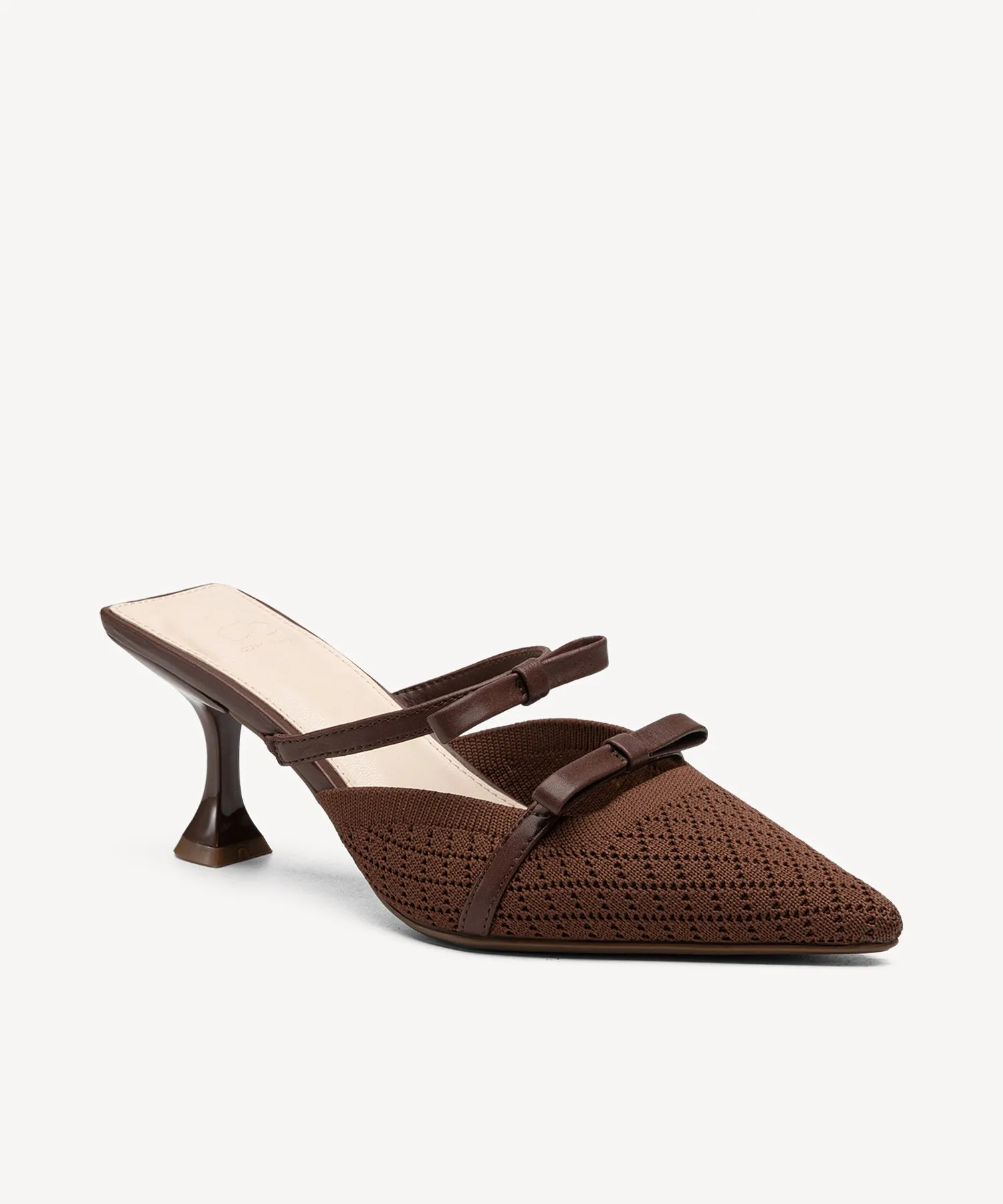 Bowtention Pointed Toe Heeled Mules