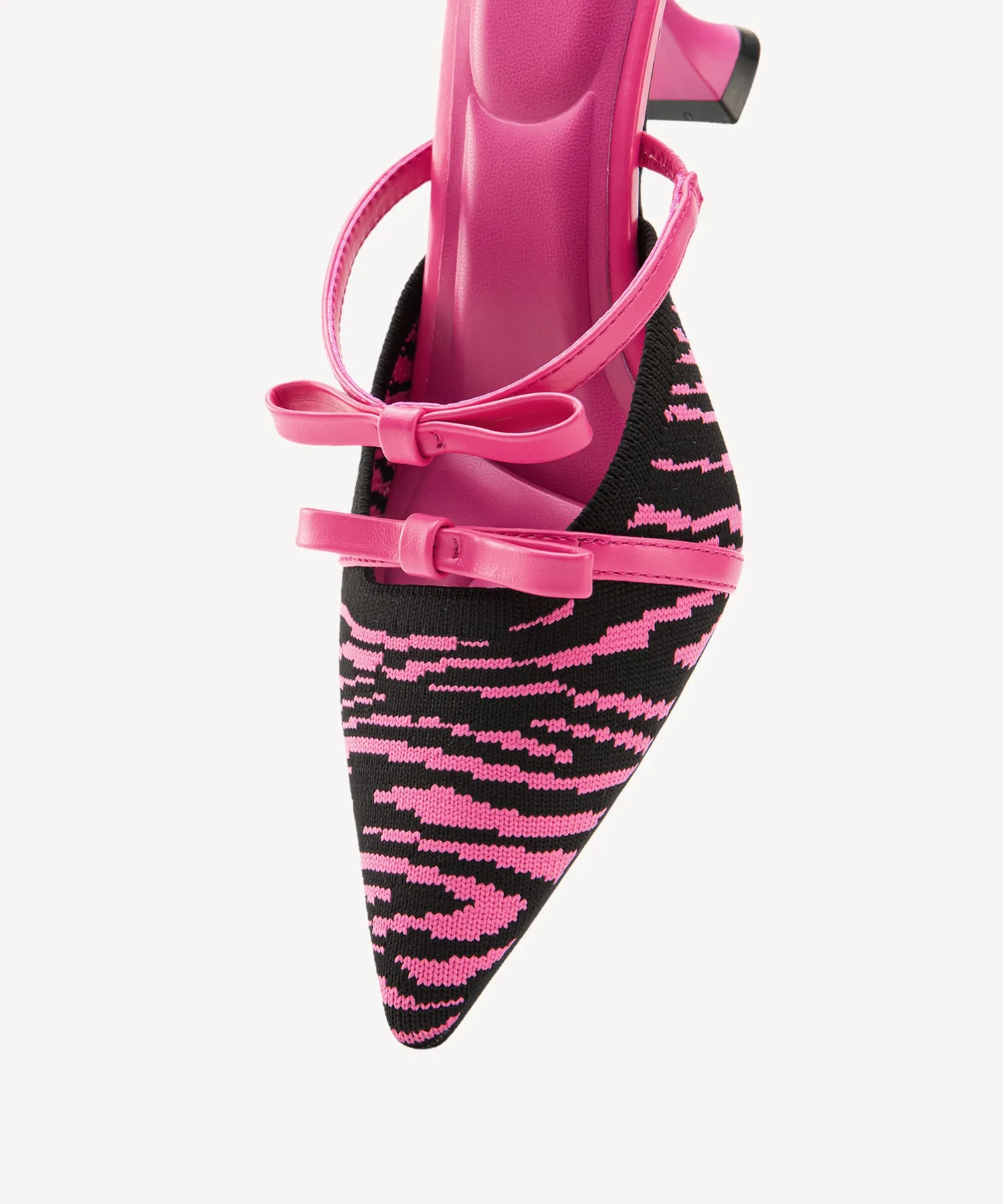 Bowtention Pointed Toe Heeled Mules