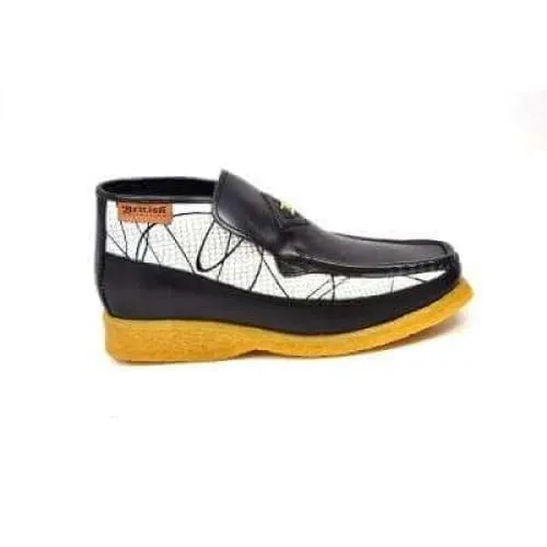 British Walkers Bwb Men's Black and White Design Handmade Leather Slip On