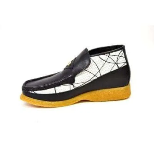 British Walkers Bwb Men's Black and White Design Handmade Leather Slip On