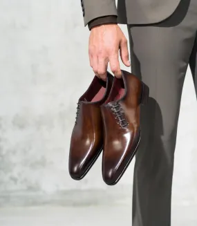 Brown Leather Evzen Lace Up Whole Cut Oxfords - SS23
