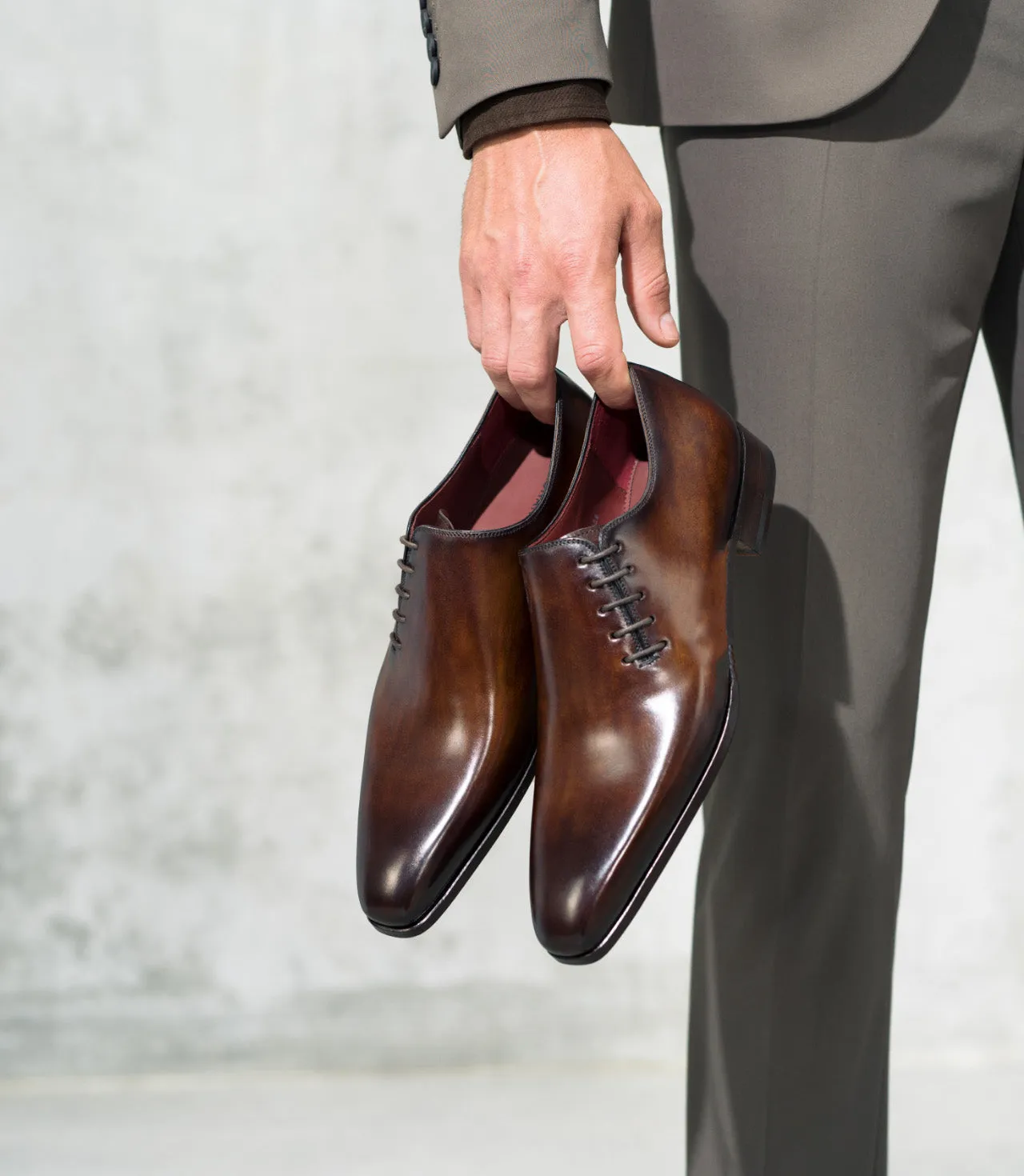 Brown Leather Evzen Lace Up Whole Cut Oxfords - SS23