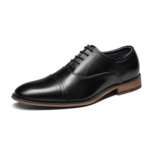 Bruno Marc Mens Lace Up Soft Cap-Toe Formal Dress Shoes, 2/Black - 8 (Oxford)