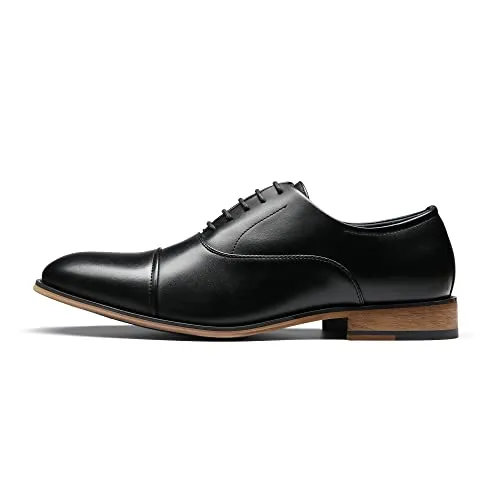 Bruno Marc Mens Lace Up Soft Cap-Toe Formal Dress Shoes, 2/Black - 8 (Oxford)