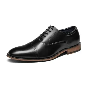 Bruno Marc Mens Lace Up Soft Cap-Toe Formal Dress Shoes, 2/Black - 8 (Oxford)