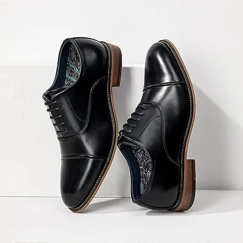 Bruno Marc Mens Lace Up Soft Cap-Toe Formal Dress Shoes, 2/Black - 8 (Oxford)
