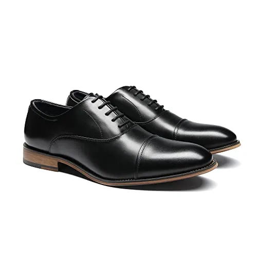 Bruno Marc Mens Lace Up Soft Cap-Toe Formal Dress Shoes, 2/Black - 8 (Oxford)