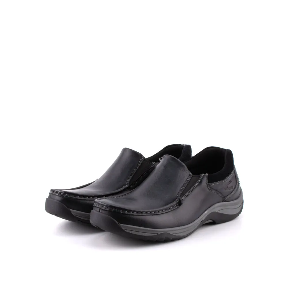 camel active Leather Plain Smooth Slip On Shoes Men Black PULSOR 852408-RS1-1